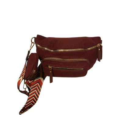 Sac Banane en Velours Côtelé Bordeaux – Élégant et Tendance