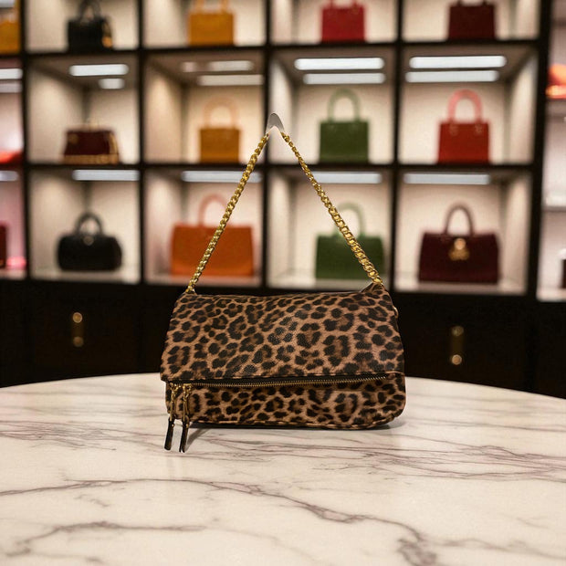 Sac à main imprimé léopard – Chaîne dorée & style audacieux