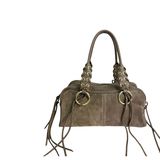 Sac à main en Daim vert taupe – SUEDE Glamour et Tendance