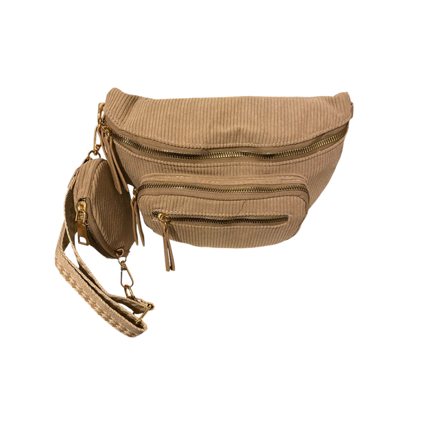 Sac Banane en Velours Côtelé Beige – Doux et Intemporel